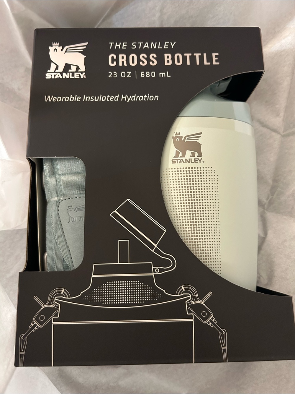 Stanley Cross Bottle 23oz, Mist Wearable Insulated Water Bottle with Strap NEW!
